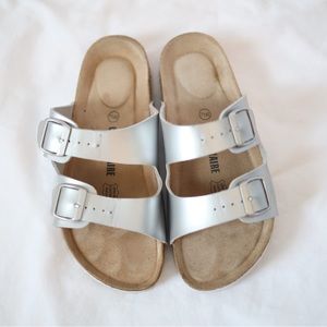 Silver metallic sandals